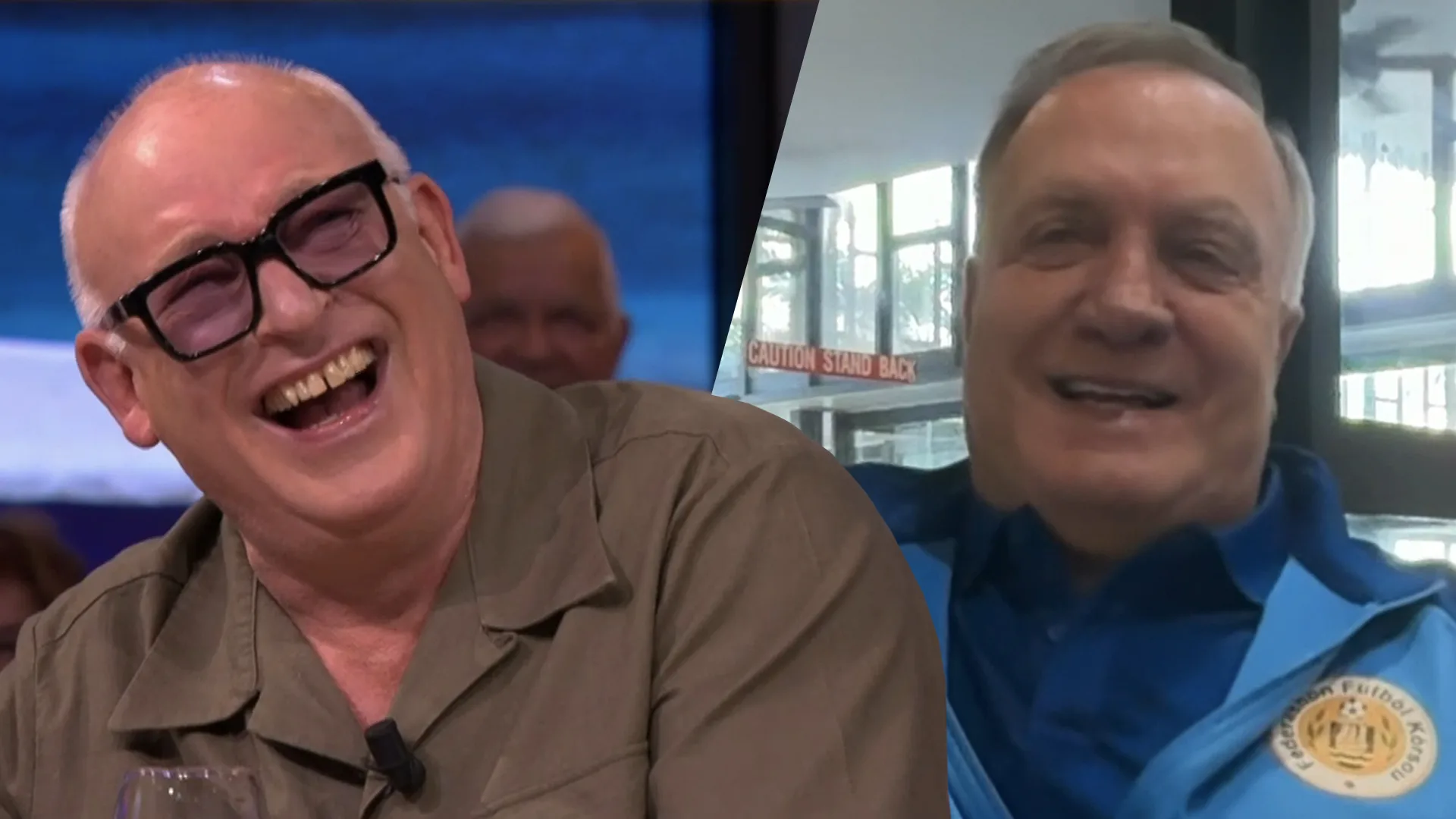 René van der Gijp heeft grootste lol om Kees Jansma tijdens videocall met Dick Advocaat