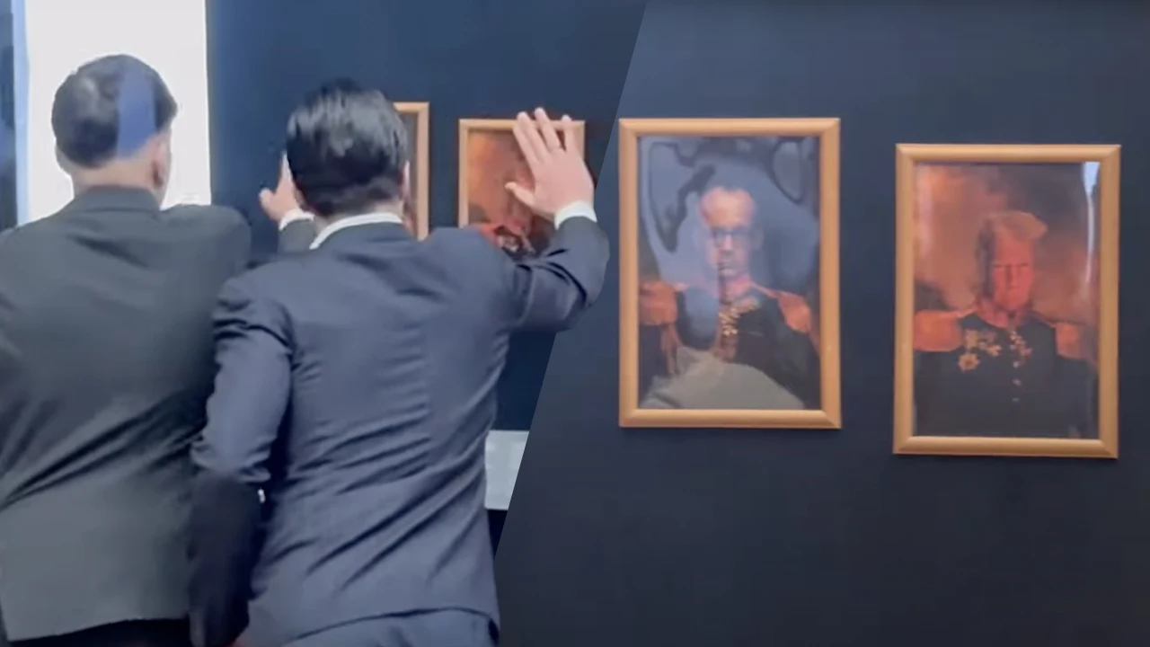 Video: Duitsers hangen portret van Donald Trump in het Louvre