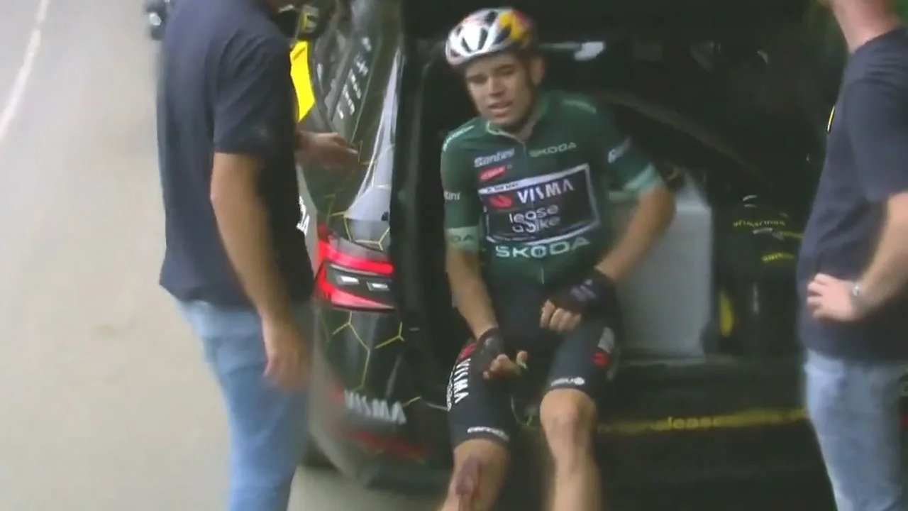 Video: Wout van Aert moet opgeven in Vuelta na zware val