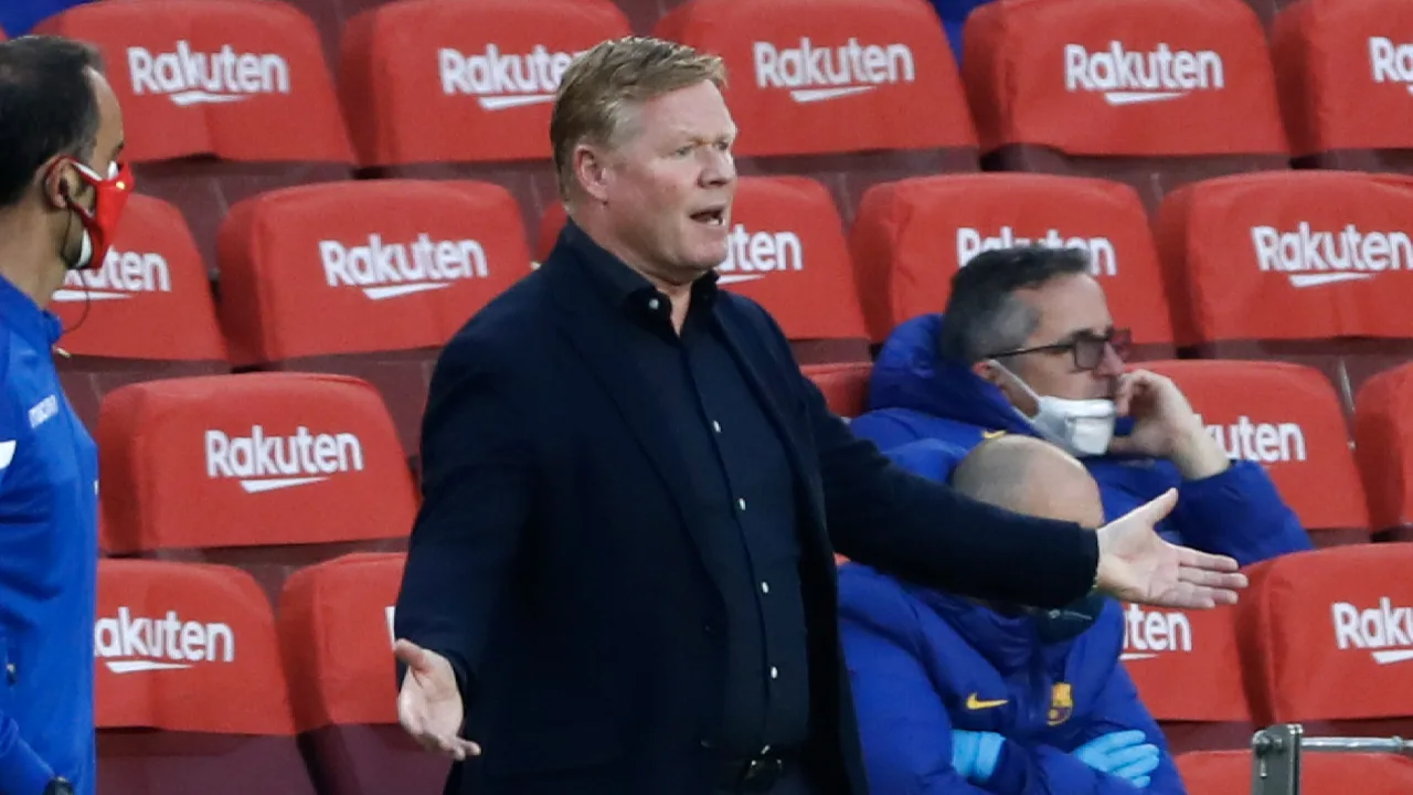 Barcelona grijpt naast koppositie, Koeman met rood weggestuurd