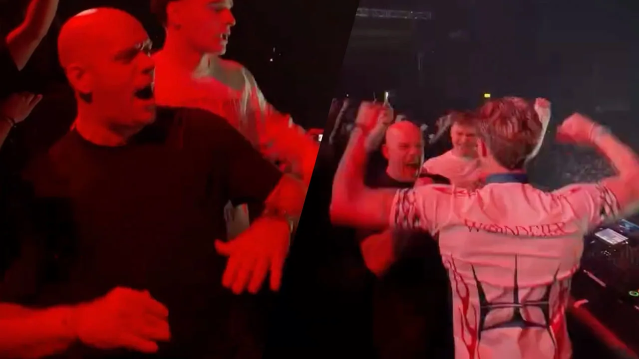 Video: Michael van Gerwen gaat helemaal los op podium van technofestival