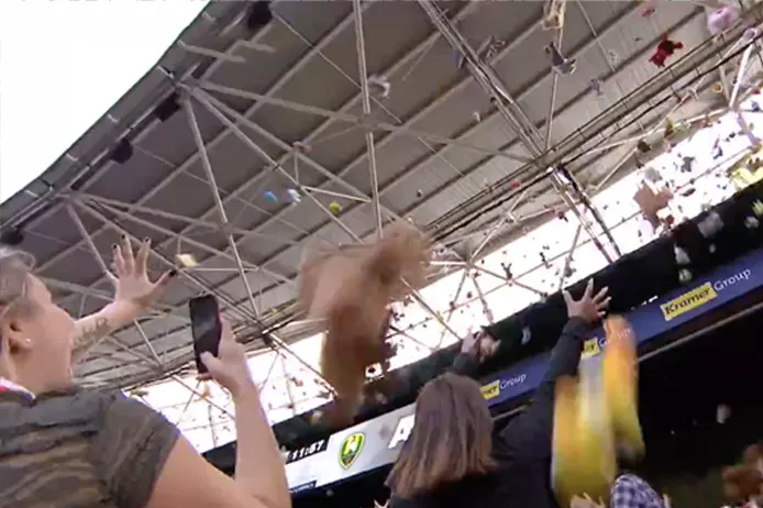 PRACHTIG! Knuffelregen in De Kuip: duizenden knuffels van ADO-fans voor zieke kinderen