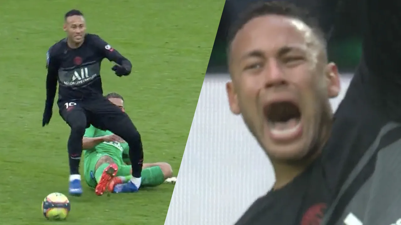 VIDEO: Neymar komt ongelukkig terecht en schreeuwt het uit van de pijn