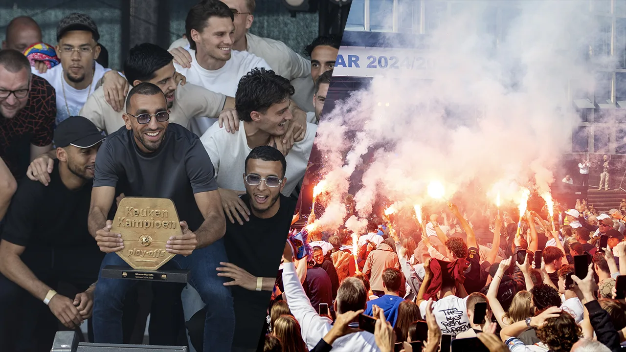 Héérlijke beelden uit IJmuiden: Telstar-spelers gehuldigd voor honderden fans