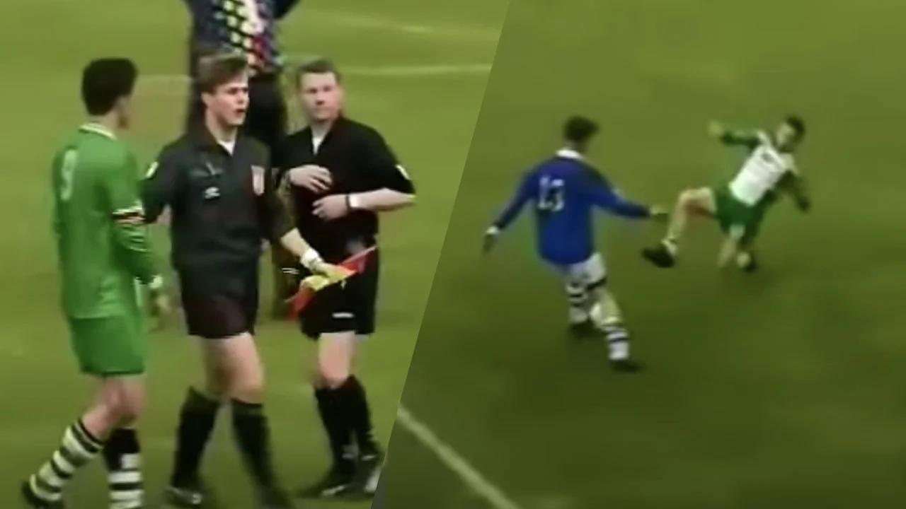 ZIEN: Björn Kuipers als grensrechter bij massale schoppartij in Nederlandse Kelderklasse