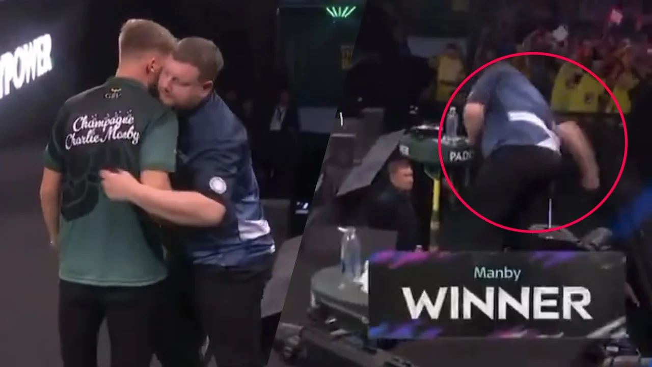 Video: Schotse darter sloopt tafeltje tijdens WK Darts en wordt weggestuurd door scheidsrechter