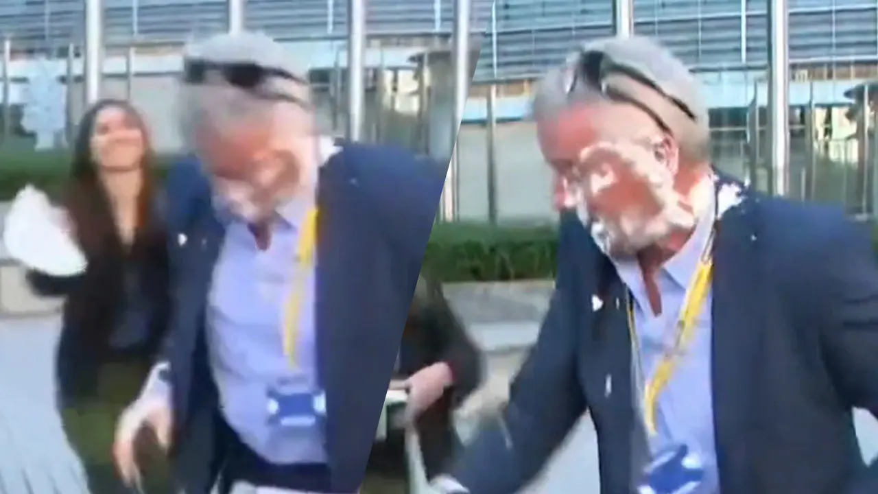 Video: Klimaatactivisten drukken Ryanair-topman taart in het gezicht