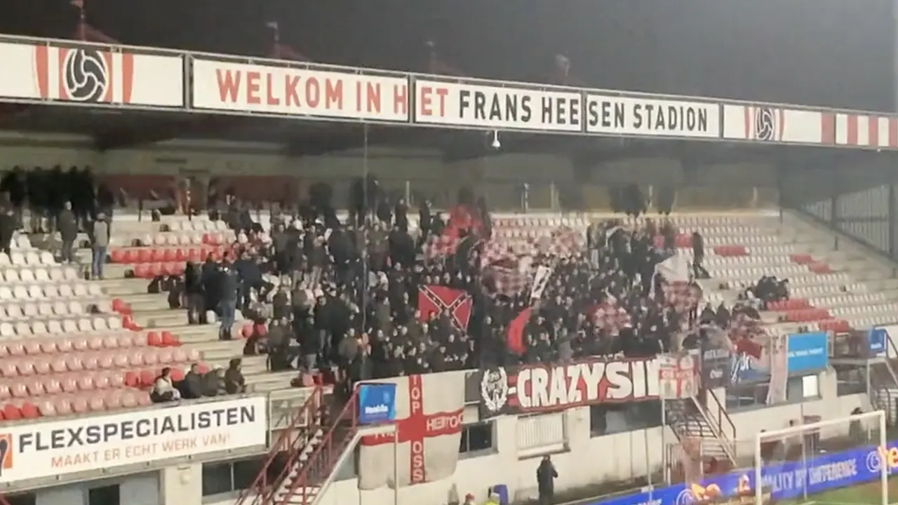 VIDEO: Top Oss-fans negeren 1,5 meter maatregel tijdens derby tegen Den Bosch