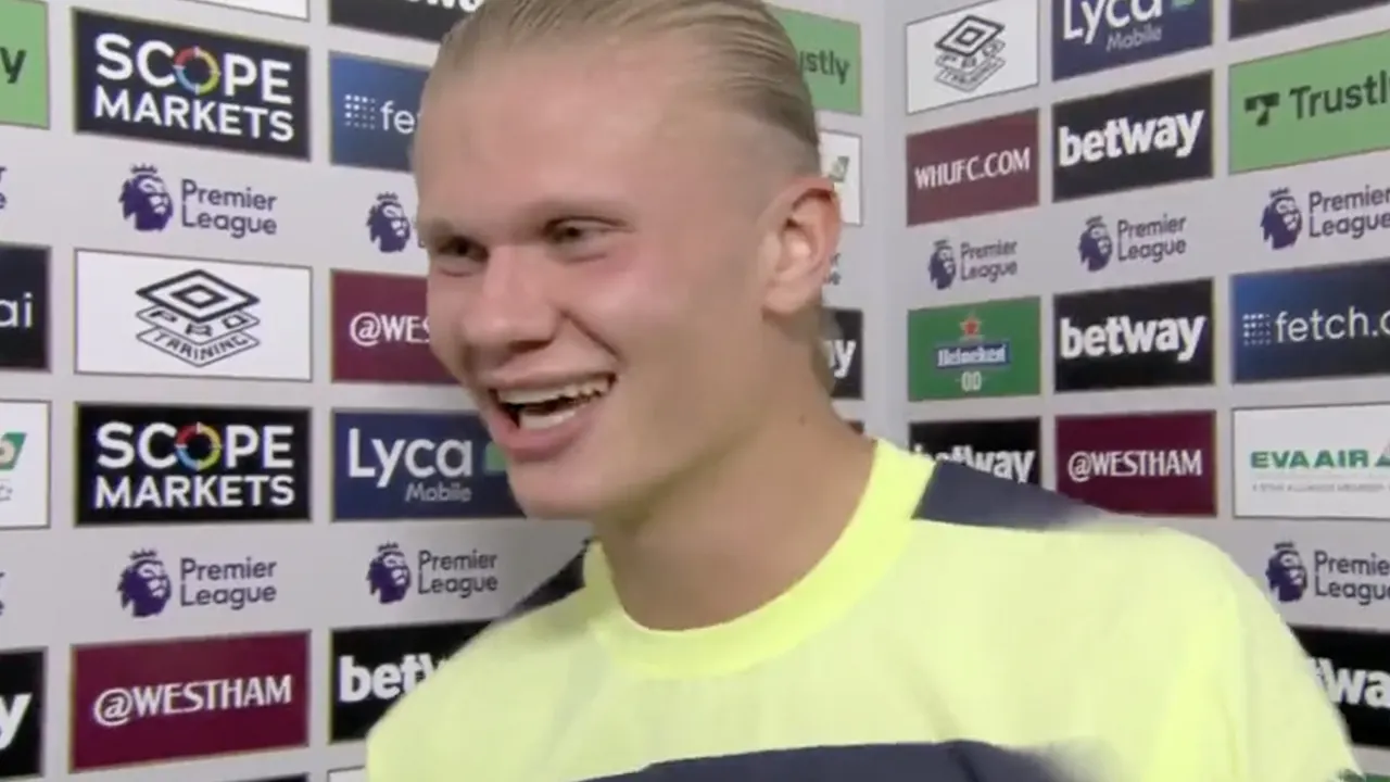 Video: Sky Sports-verslaggever corrigeert 'scheldende' Haaland: 'Oh, sorry!'