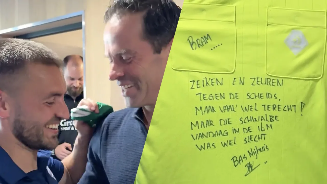 Bas Nijhuis ruilt shirt met Bram van Polen: 'Die schwalbe was echt slecht!'