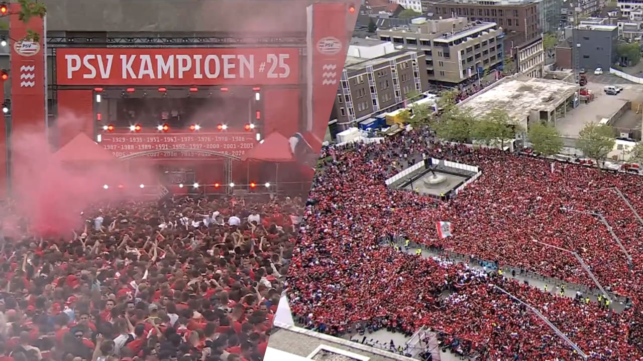 Prachtig: Stadhuisplein Eindhoven vier uur voor huldiging al helemaal vol