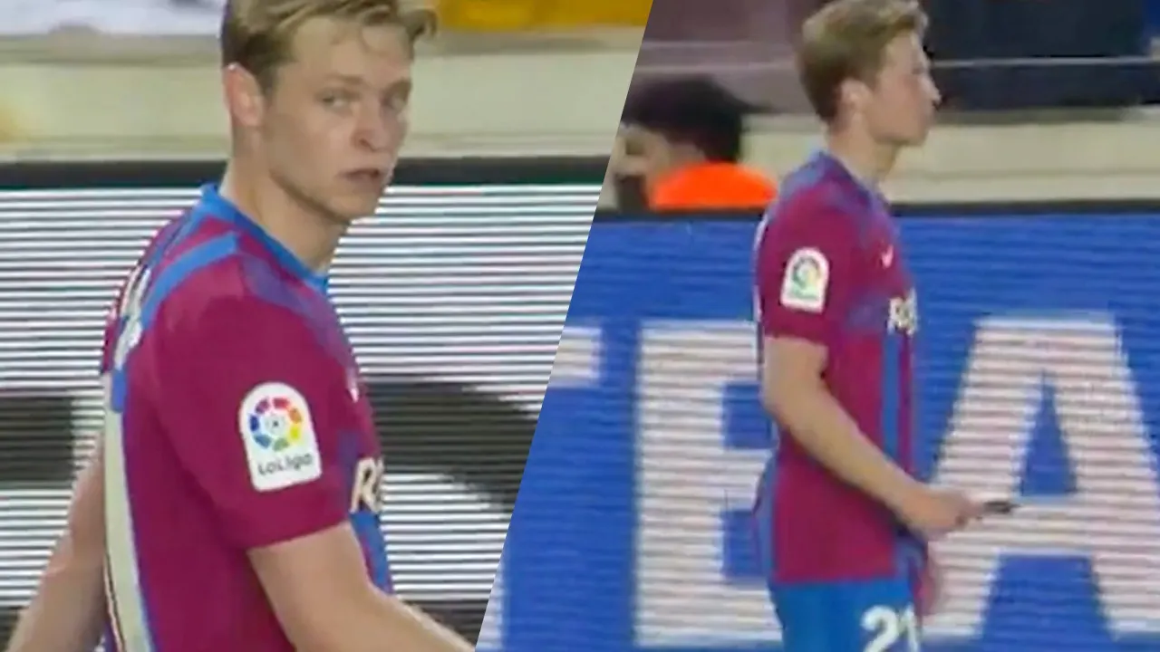 Video: Gefrustreerde Frenkie De Jong smijt met scheenbeschermers na vroege wissel