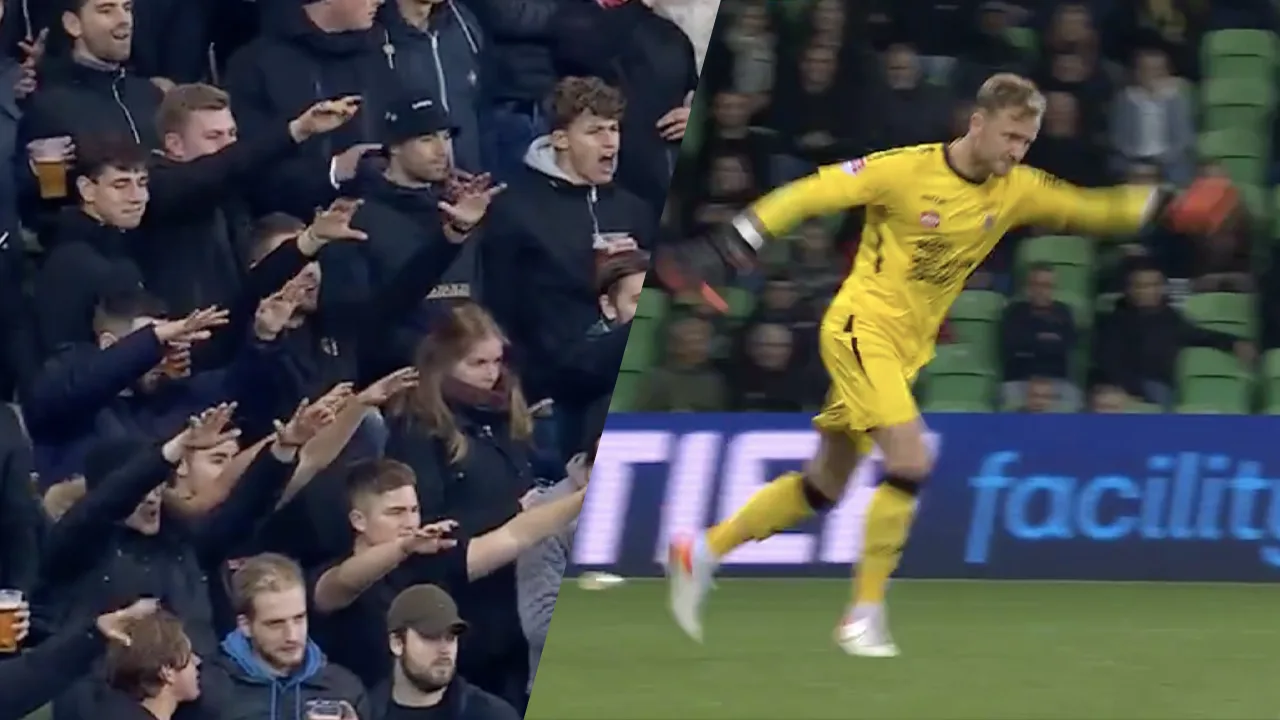 VIDEO: Helmond Sport-doelman neemt supporters FC Groningen in de maling