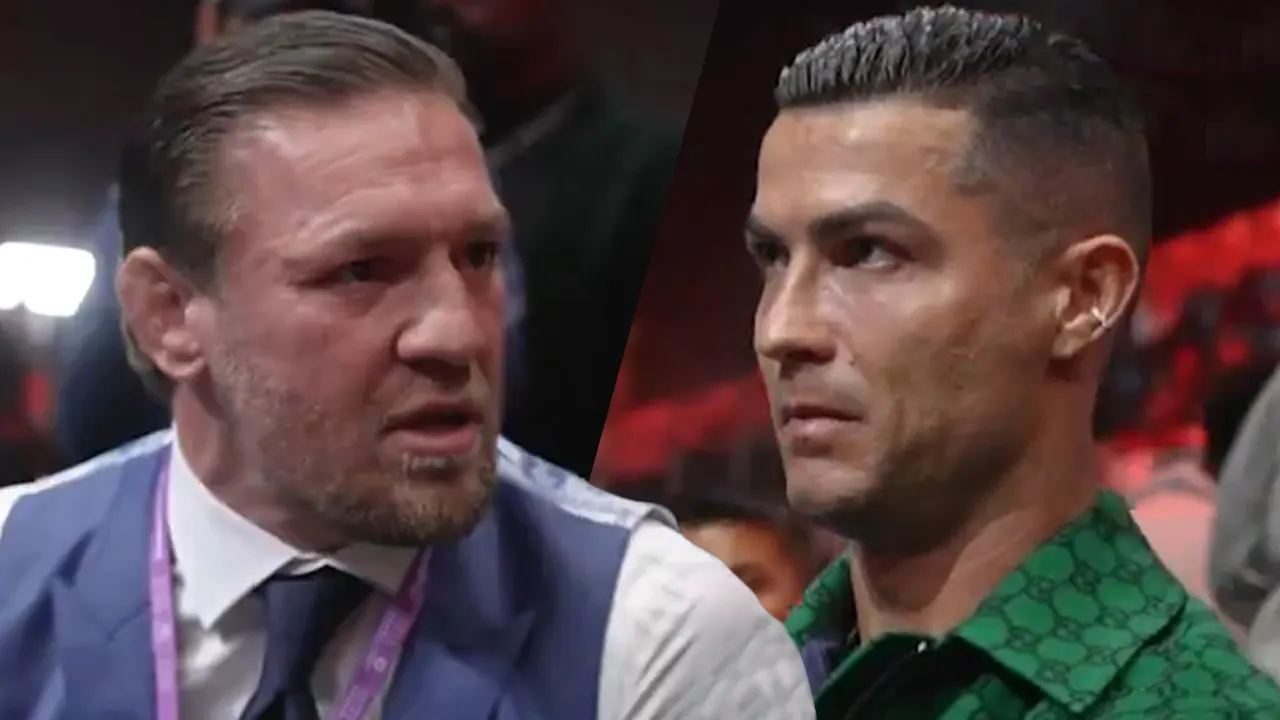 Beelden: Cristiano Ronaldo zichtbaar ongemakkelijk tijdens ontmoeting met Conor McGregor
