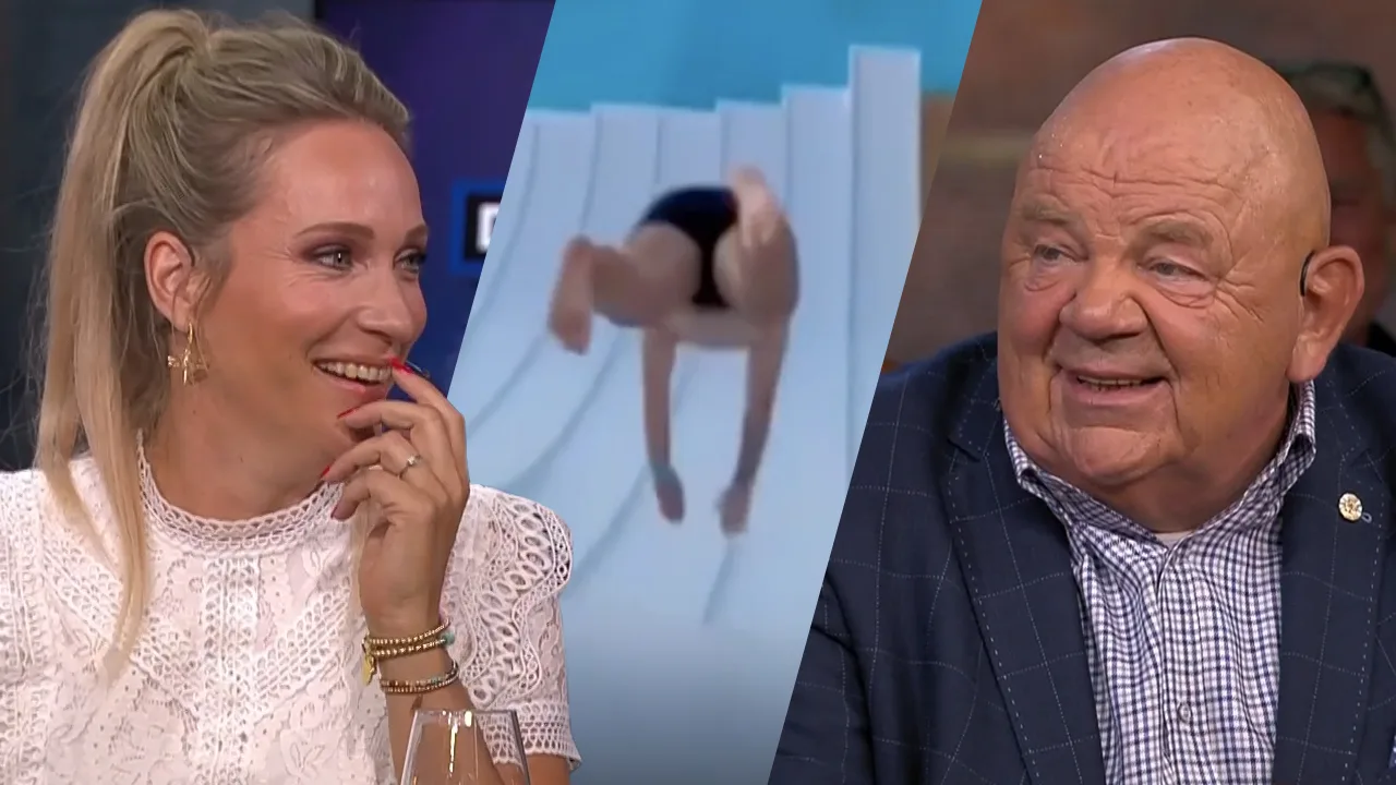 Hélène heeft filmpje van Pieter op de waterglijbaan: 'Bommetje van het jaar!'