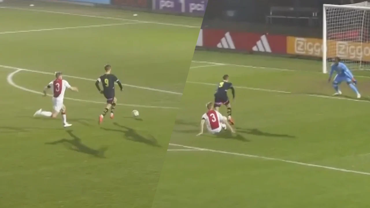 Verbazing om gele kaart na overtreding op doorgebroken speler bij Jong Ajax-Jong PSV