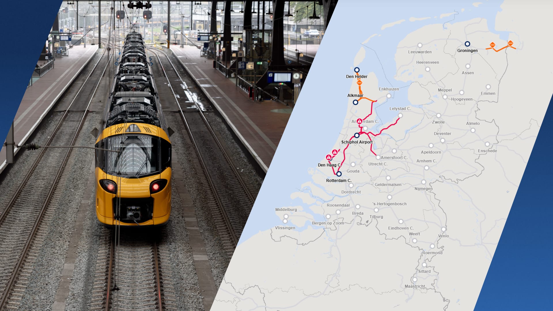 Minder treinen rond Schiphol, Leiden, Den Haag en Rotterdam door wisselstoring