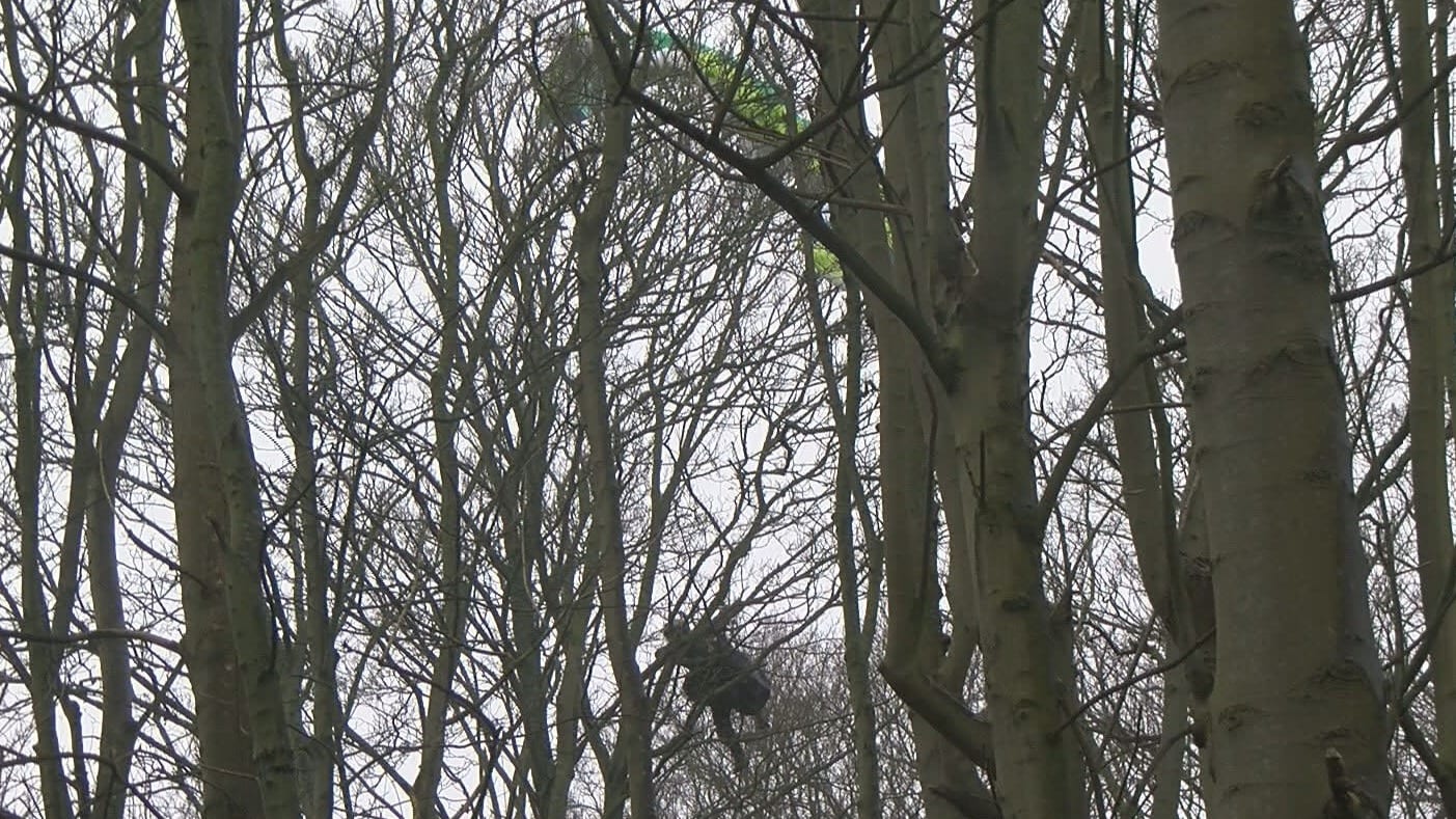 Paraglider bungelt meer dan uur in boom na sprong boven Biggekerke