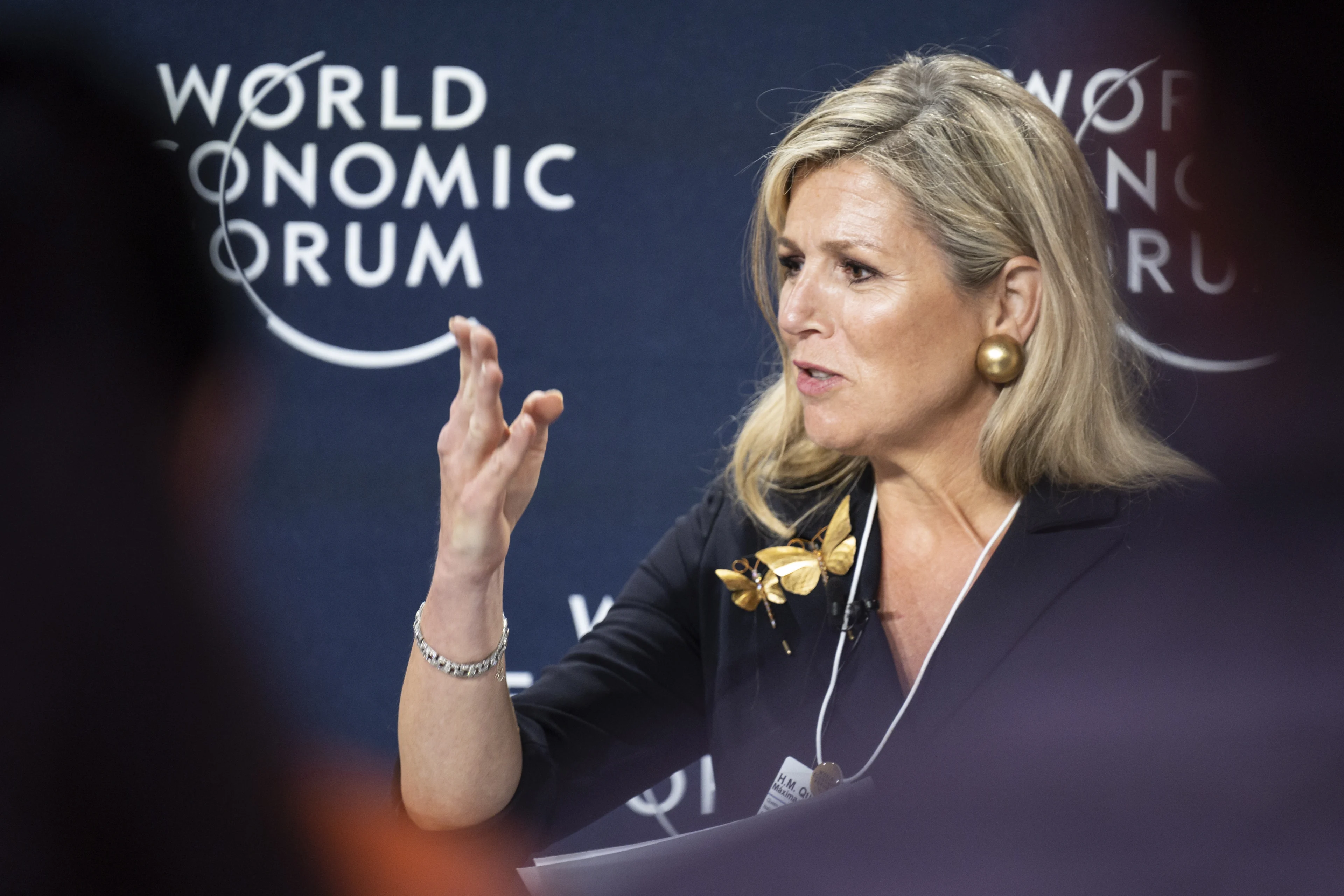 Koningin Máxima aan het woord in Davos: 1,7 miljard mensen geen toegang tot digitaal bankieren