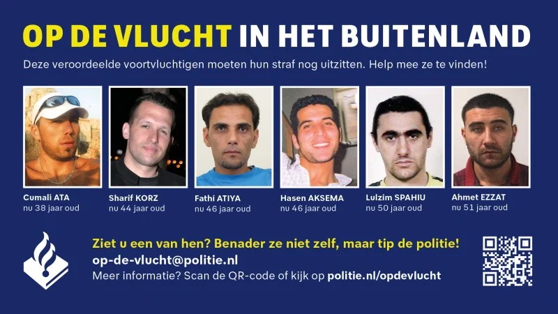 Politie toont foto's van gevluchte criminelen op luchthavens
