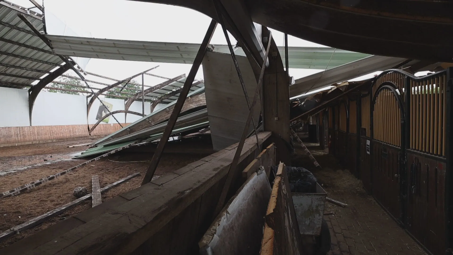 Manege in Son en Breugel ingestort door noodweer: vier paarden gewond