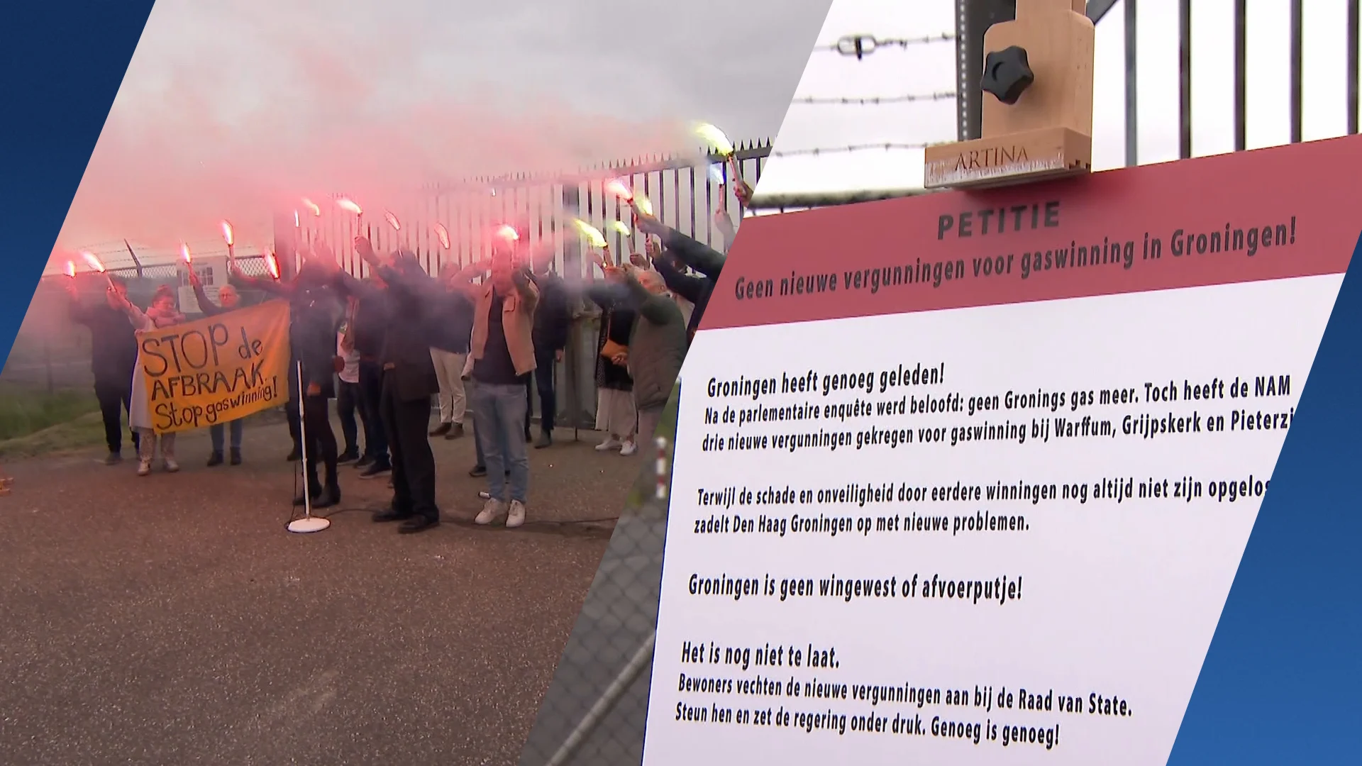Groningers protesteren met fakkels tegen nieuwe gaswinningsvergunning