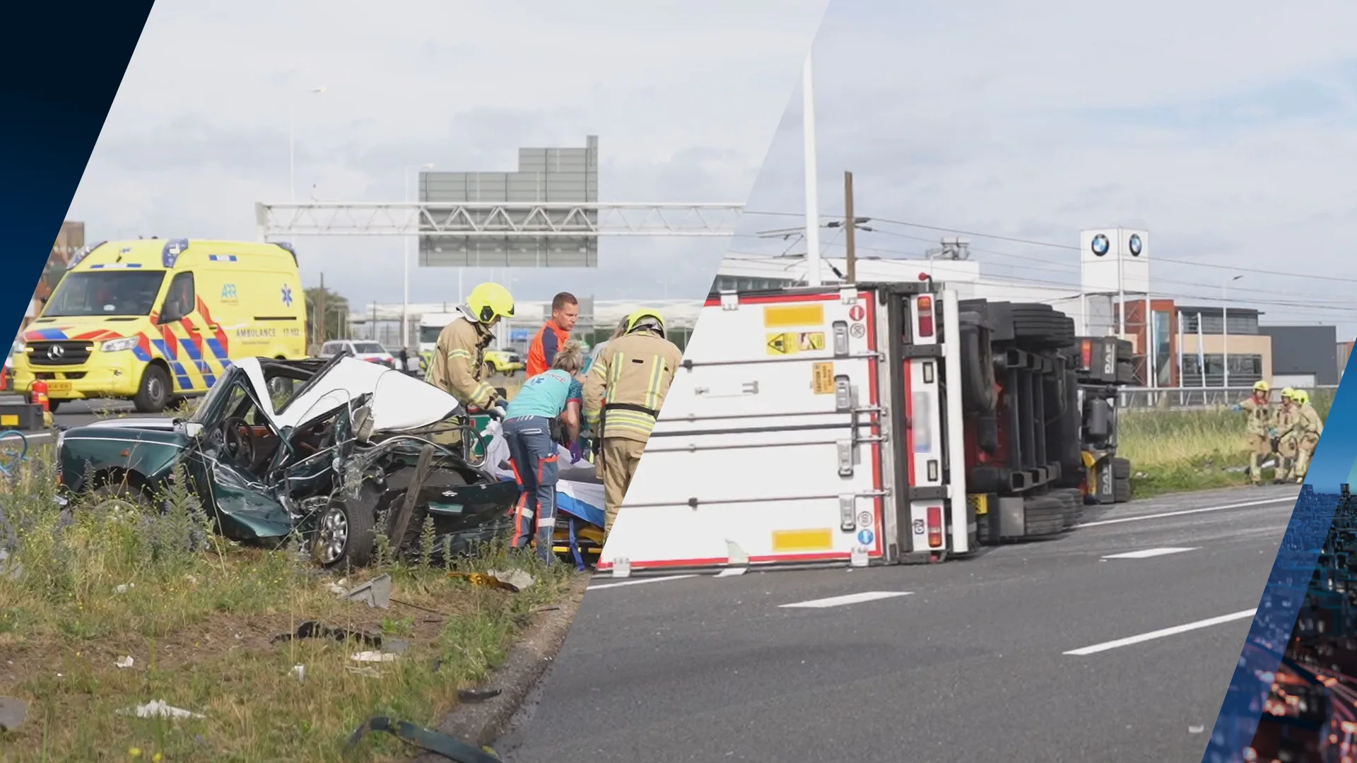 Dode en twee gewonden bij zeer zwaar ongeluk, A15 deels afgesloten