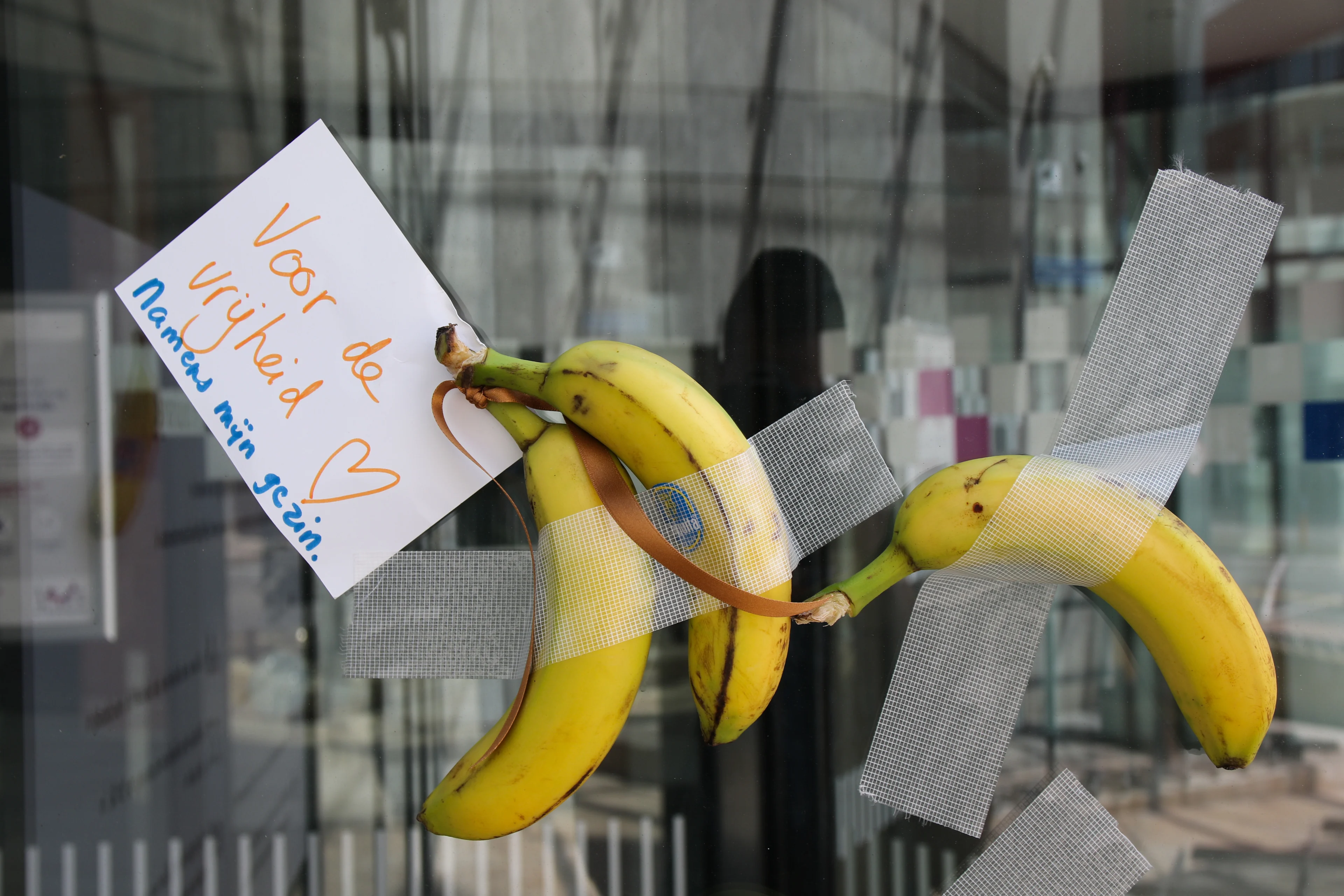 Actievoerders beplakken rechtbanken met bananen: 'Nederland is een bananenrepubliek'