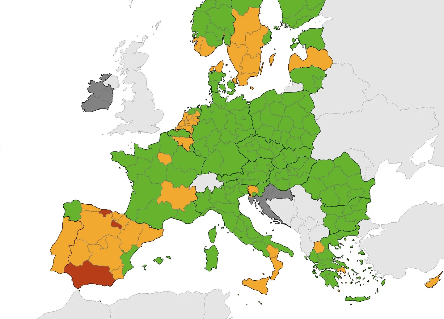 Nederland kleurt niet langer rood op coronakaart Europa