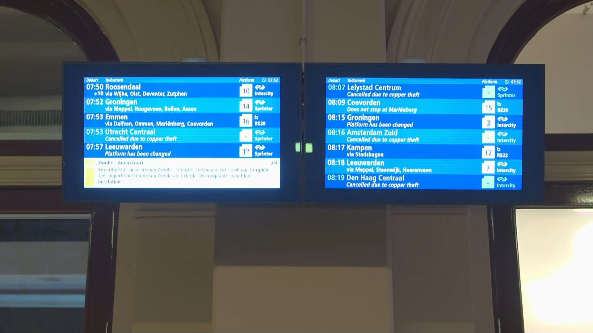 Treinverkeer Zwolle weer normaal na stremming door koperdiefstal