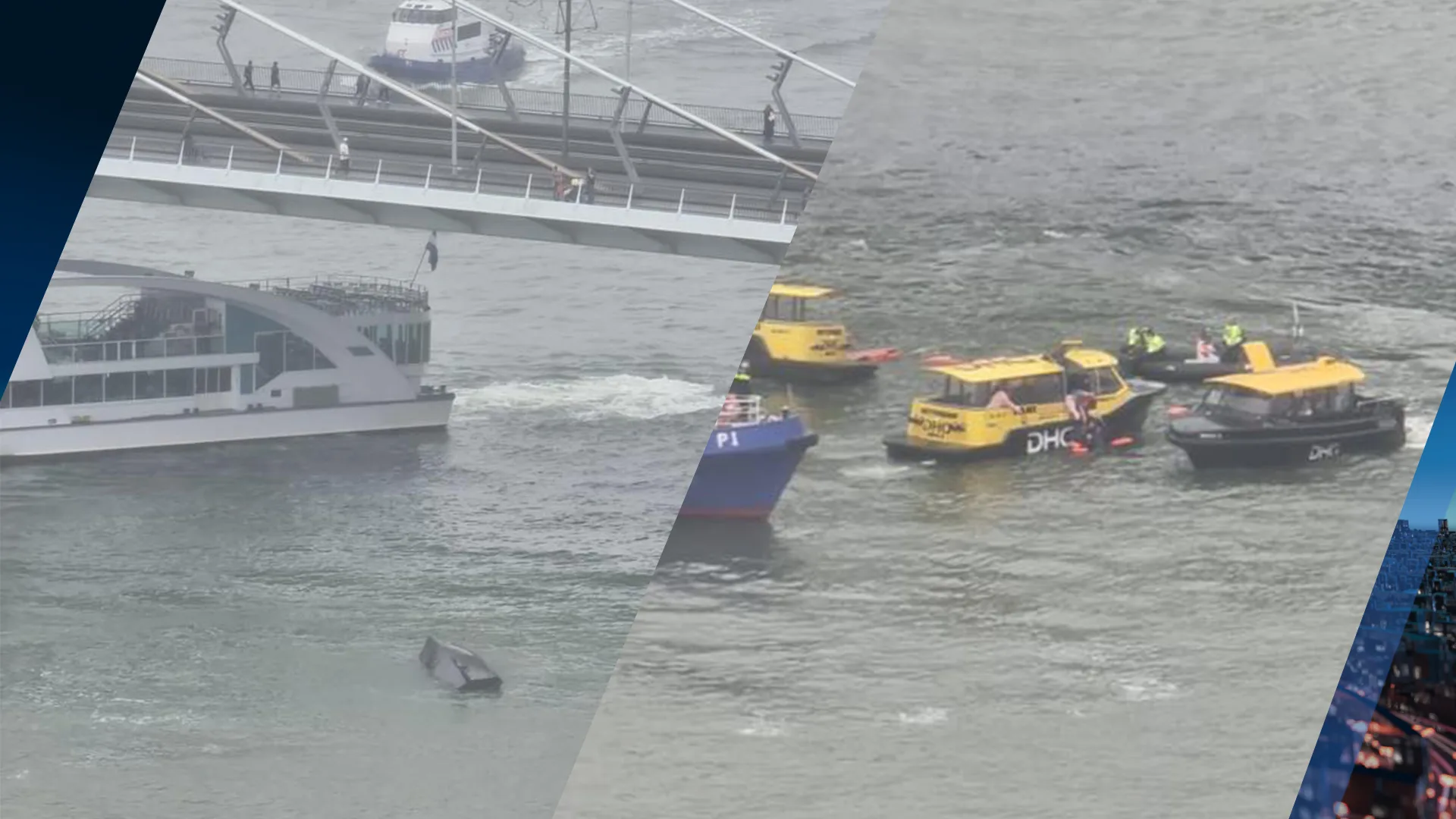 Twee schippers vervolgd voor aanvaring met watertaxi bij Erasmusbrug