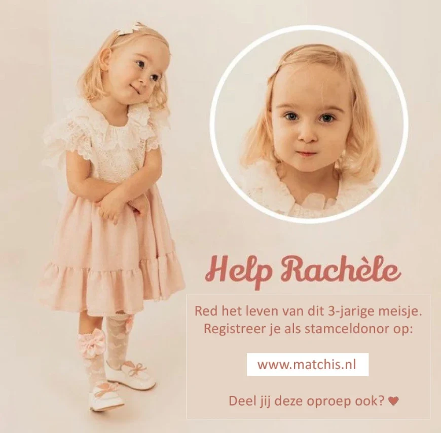 Belgische Rachèle (3) heeft hulp nodig van Nederlandse stamceldonoren, want hulp in België komt te laat