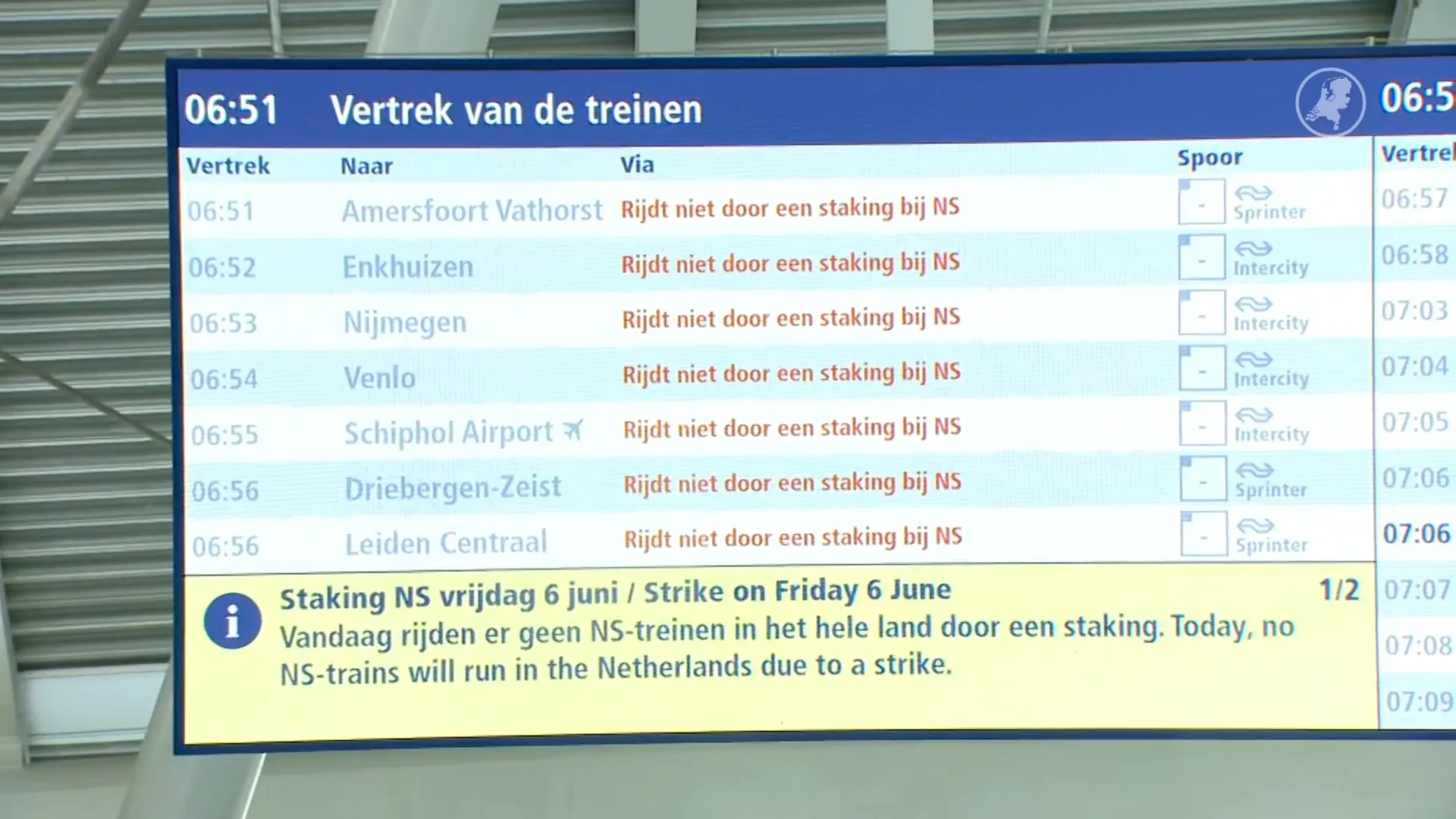 Dinsdag in het hele land geen NS-treinen vanwege staking