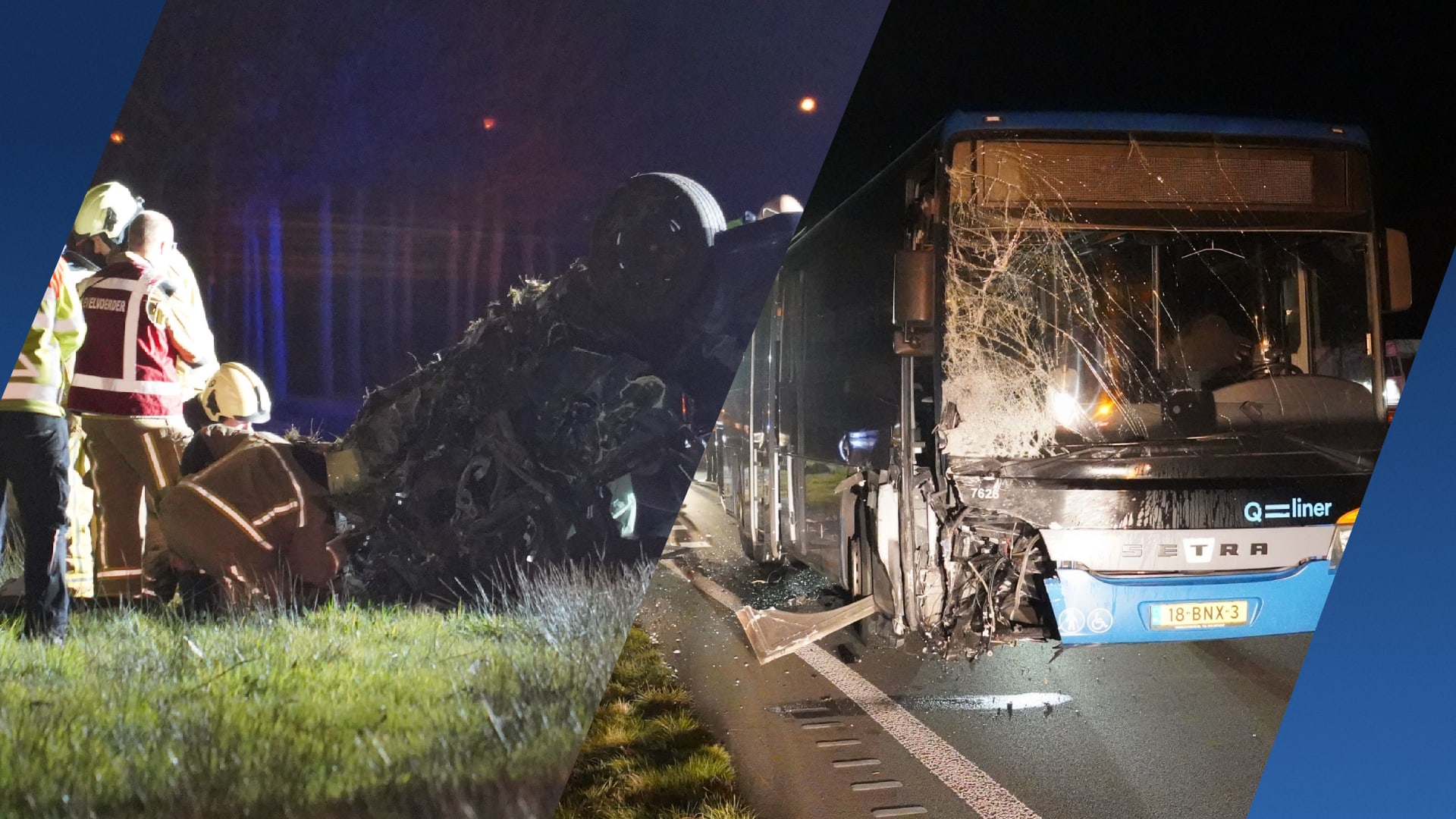Spookrijder raakt gewond bij frontale crash met lijnbus op N34 bij Gieten