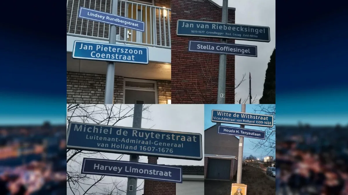 Actiegroepen tegen racisme hangen nieuwe straatnaamborden op in Zuid-Nederland