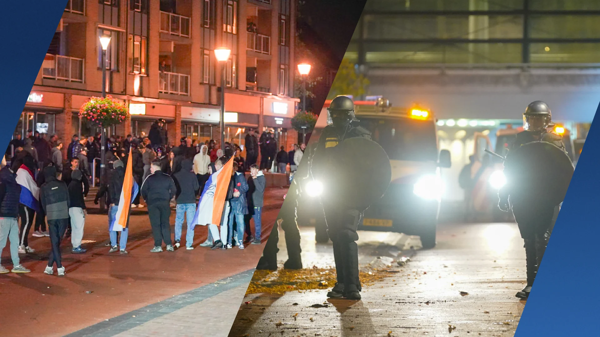 Vuurwerk, eieren en prinsenvlaggen: ME grijpt in bij azc-protest in Houten