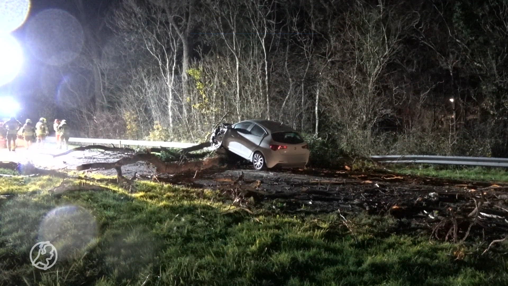 Storm Conall: Auto rijdt tegen omgevallen boom op N99