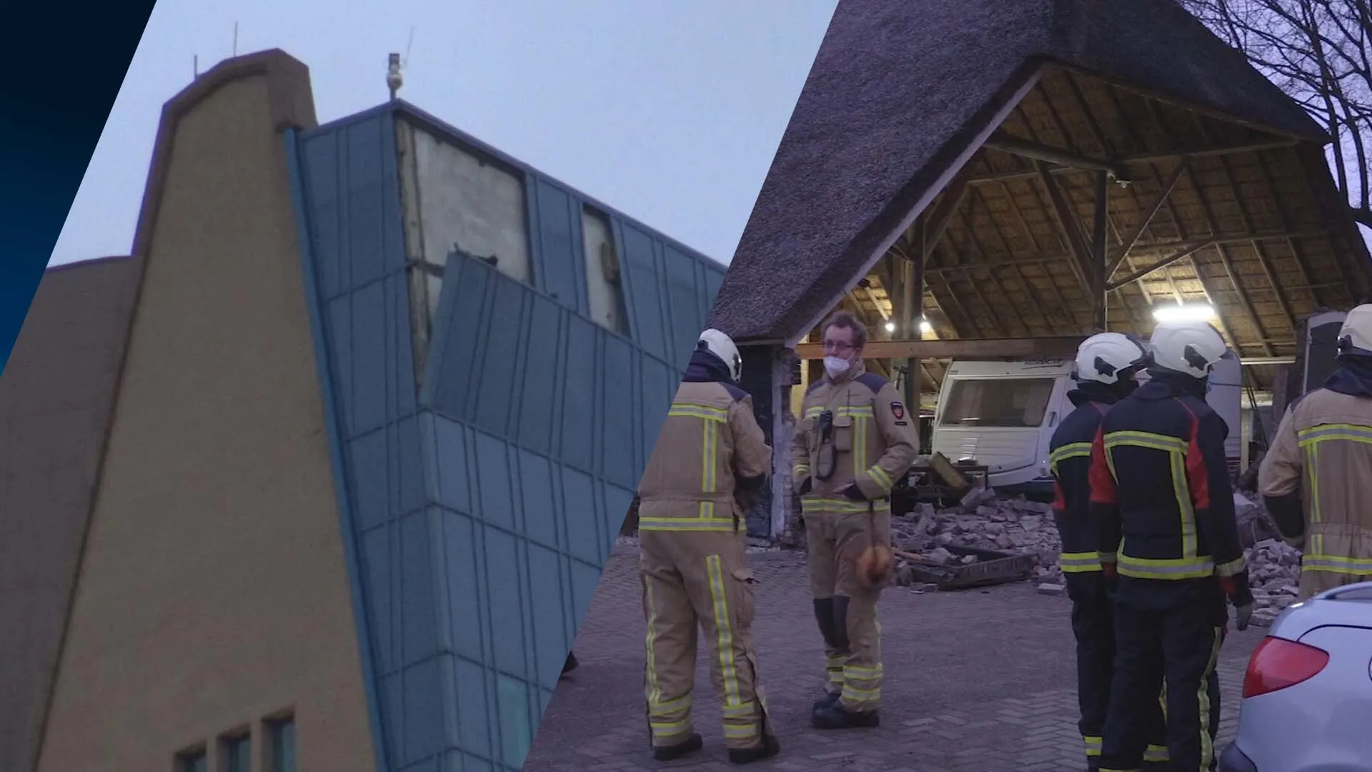 Code geel door storm in noorden: acuut gevaar bij gebouw Gasunie, weg afgesloten