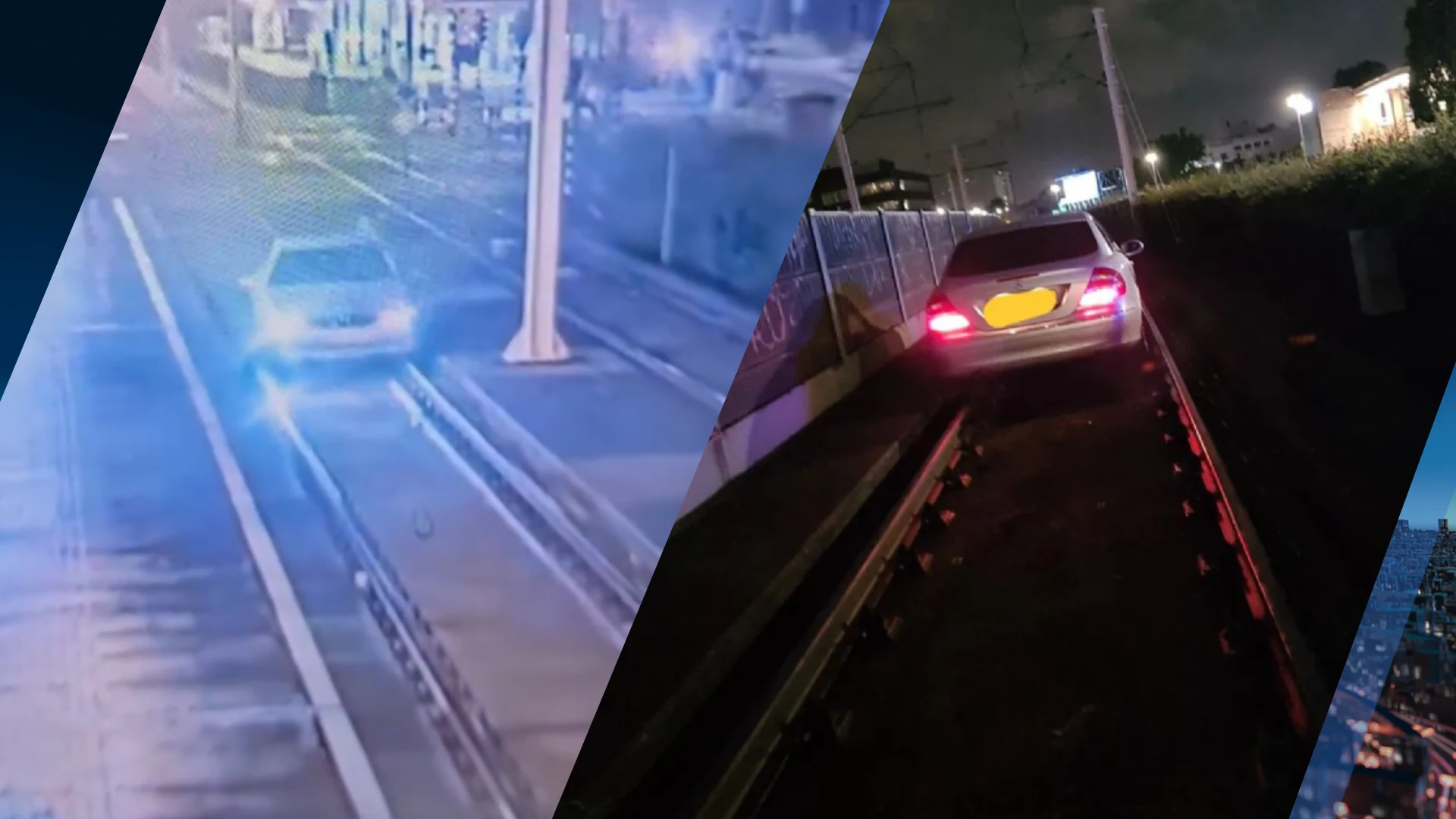 ZIEN: Dronken automobiliste rijdt metrospoor op in Rotterdam