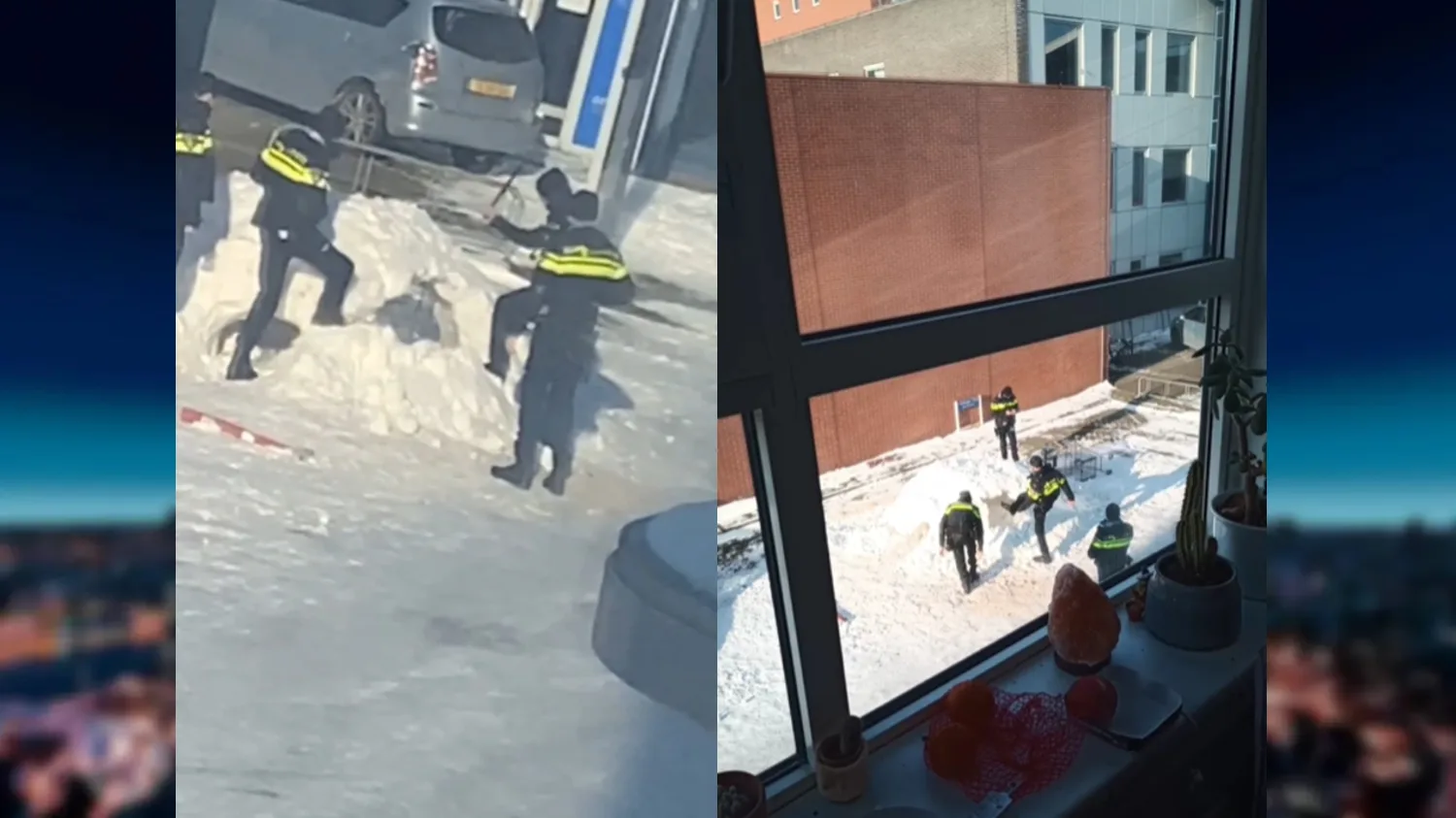 Zelfgemaakte iglo van Neils en Erik kapotgestampt door politieagenten