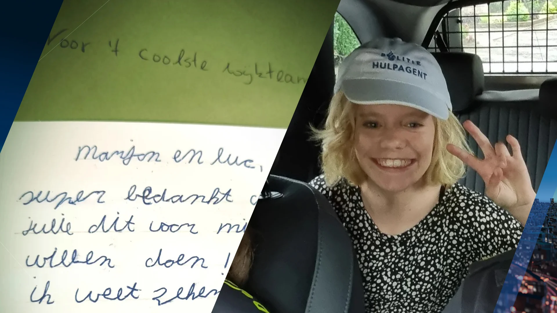 Met loeiende sirenes naar de schoolmusical: wijkagenten bezorgen Karlijn (13) dag van haar leven