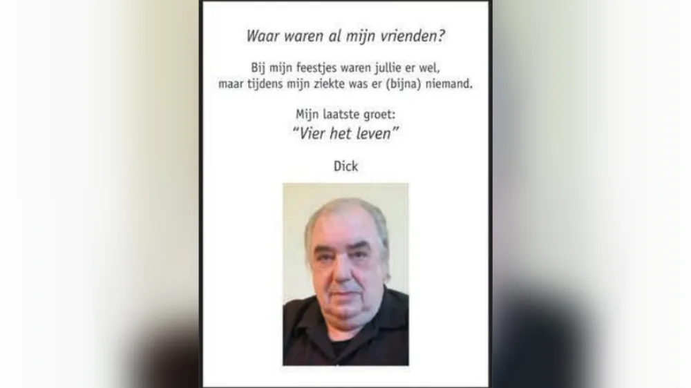 Dick haalt postuum uit naar 'vrienden': 'tijdens mijn ziekte was er (bijna) niemand'
