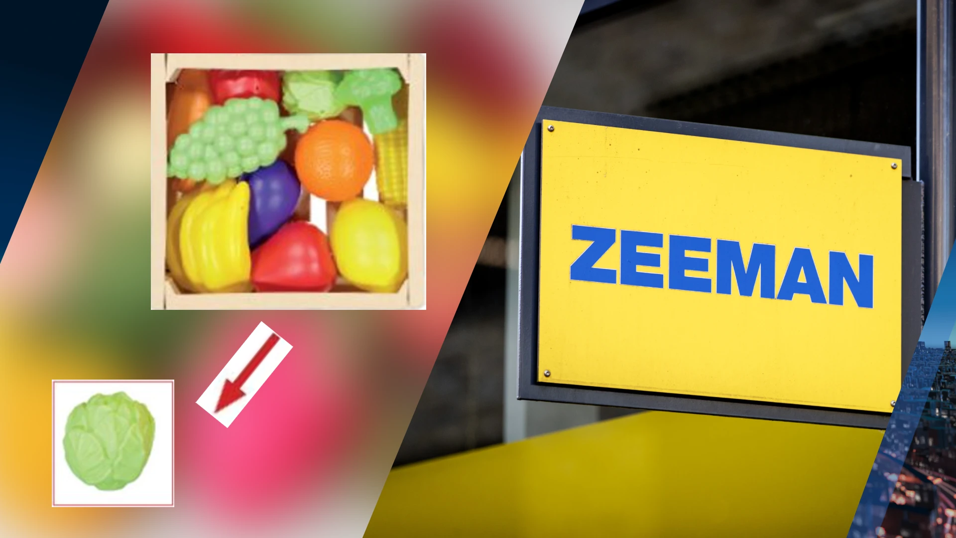 Zeeman waarschuwt voor verstikkingsgevaar door groene kool in speelgoedfruitmandje