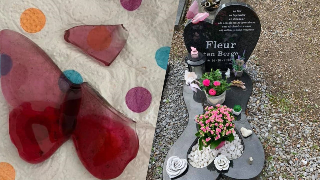 Ouders overleden Fleur boos en verdrietig om vernieling kindergrafje