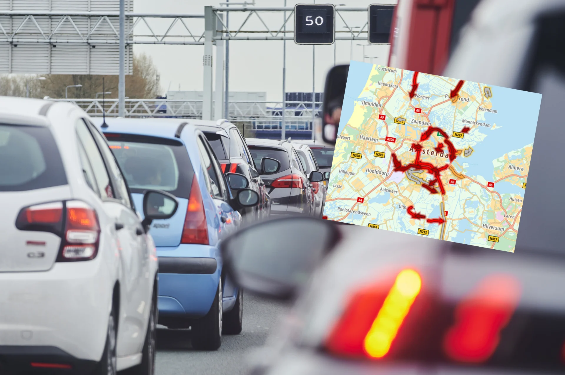 Drukte op wegen rond Amsterdam door afsluiting A9