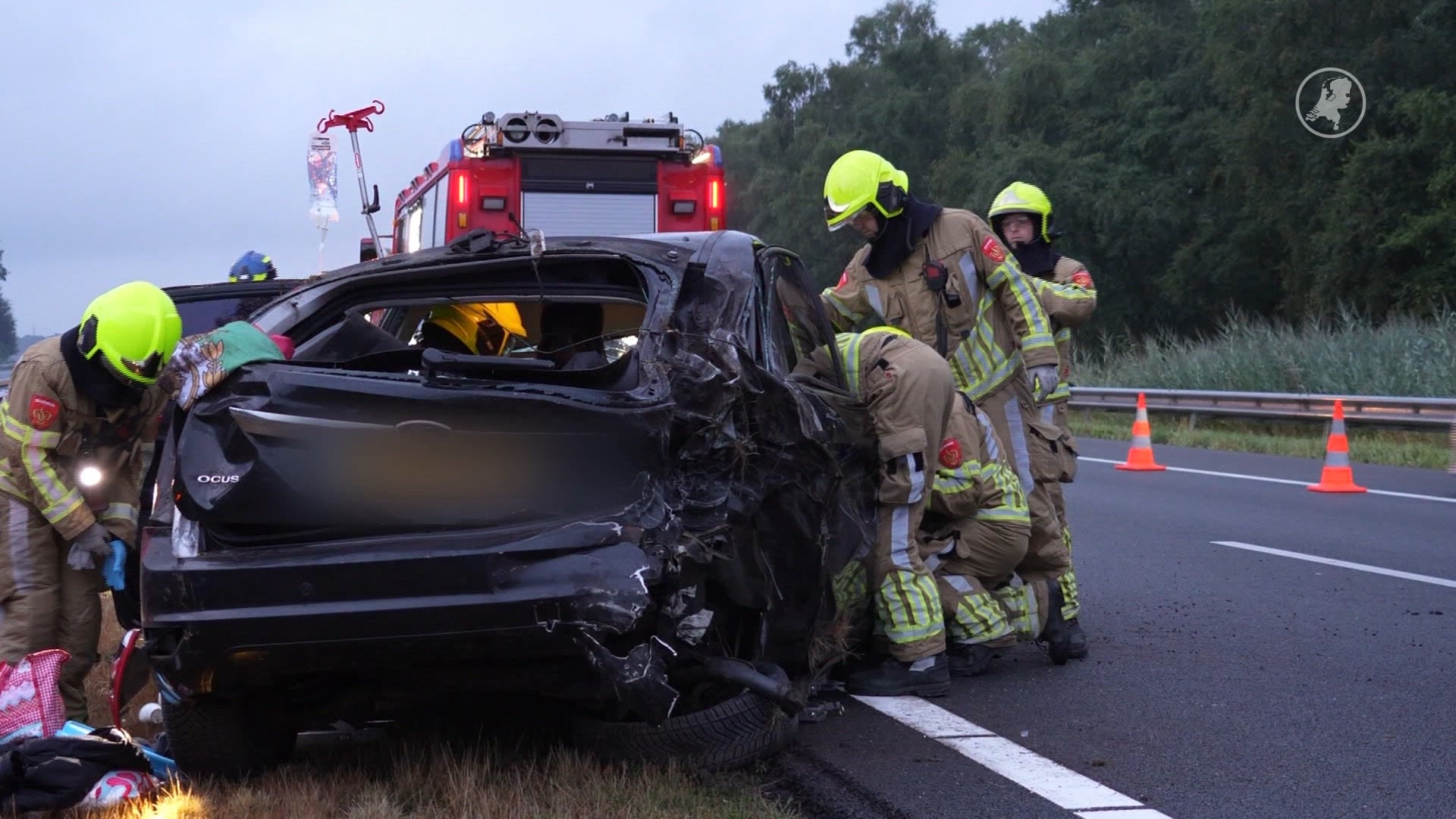 Ongeluk met twee auto's op A67