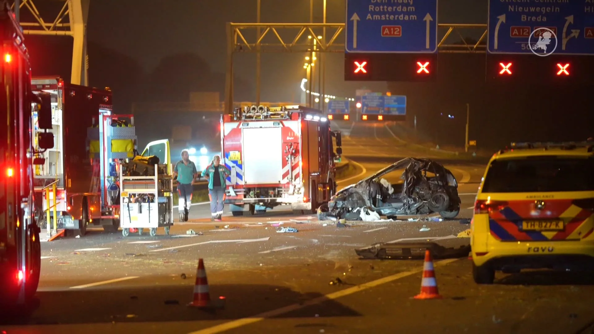 Ernstig ongeval op A12 bij Bunnik: twee gewonden