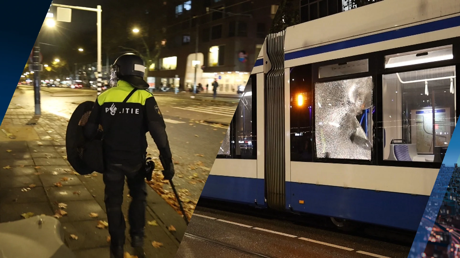 Onrust in Amsterdam: tram in brand en vuurwerk gegooid, ME ingezet