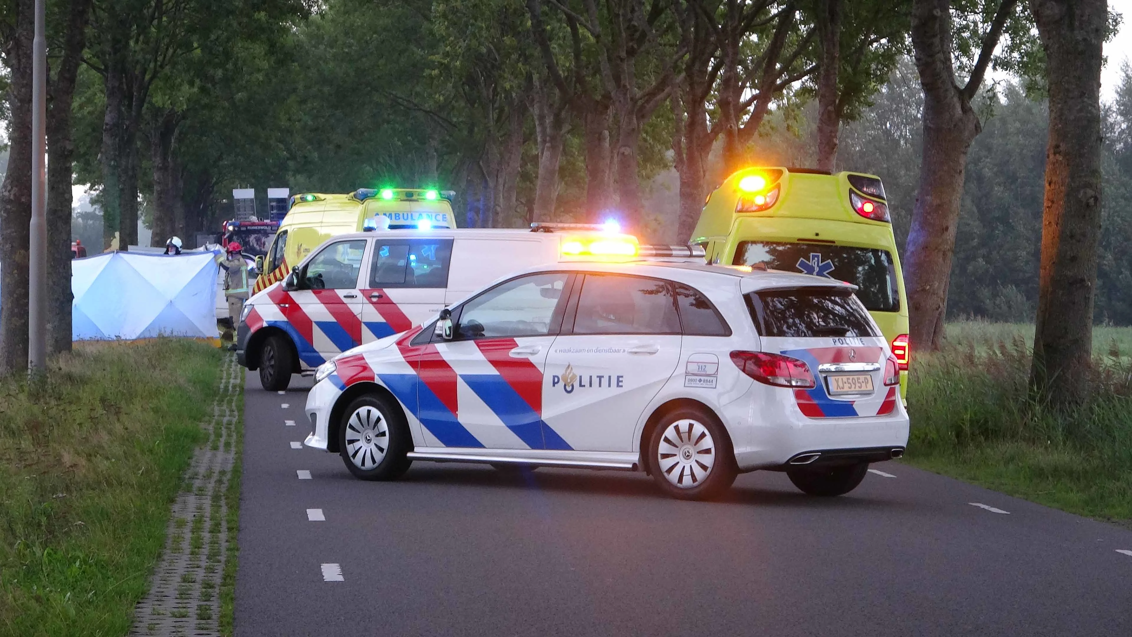 Busje botst tegen boom langs weg in Ruinerwold: één dode