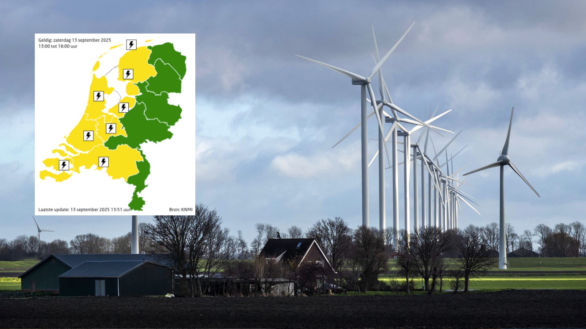 Code geel: KNMI waarschuwt voor onweer en harde windstoten